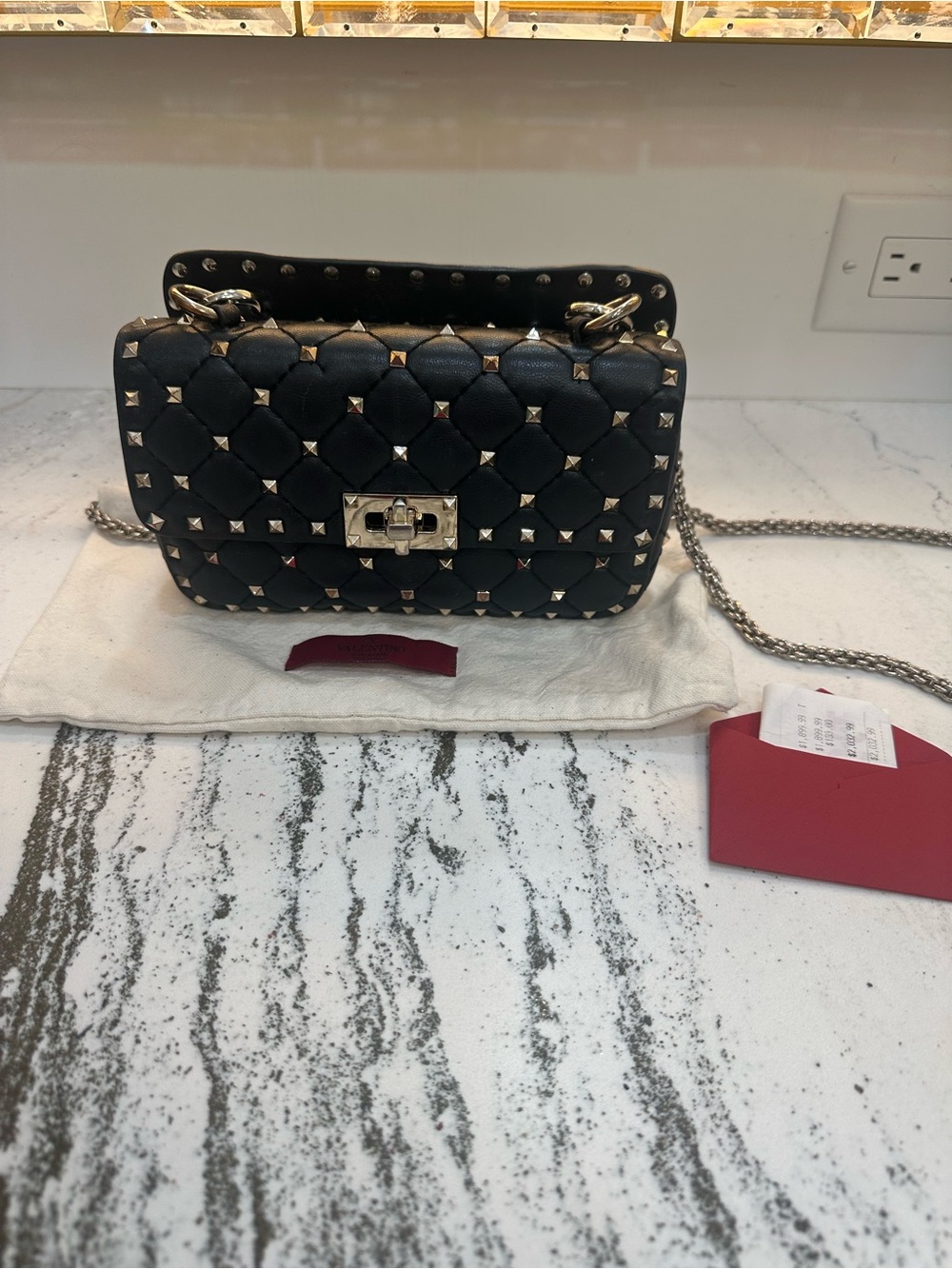 Valentino Black Quilted Rockstud Shoulder Bag with Silver Hardware - Picture 2 of 14